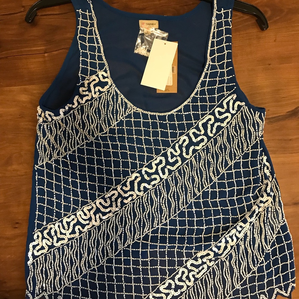 CREMIEUX royal blue with white beading tank!